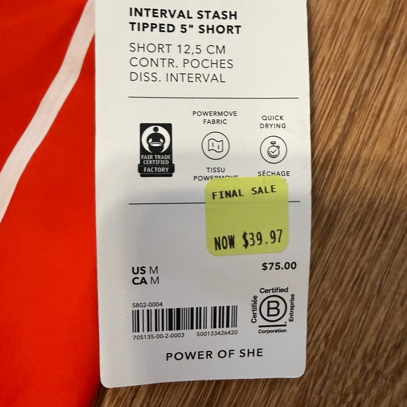 Athleta Bright Orange Interval Shorts - Picture 2 of 6